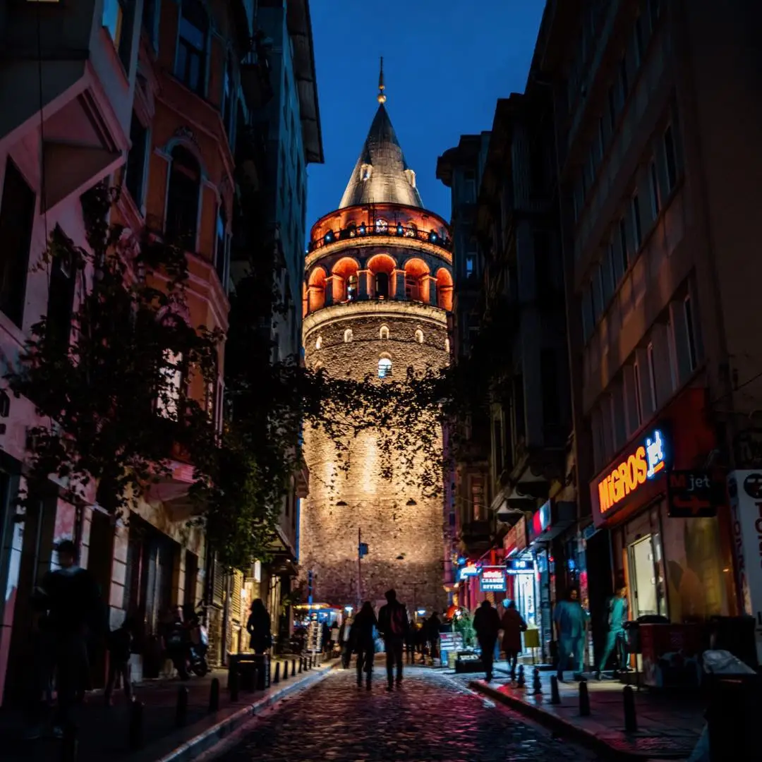 Galata Tower Streets by Night