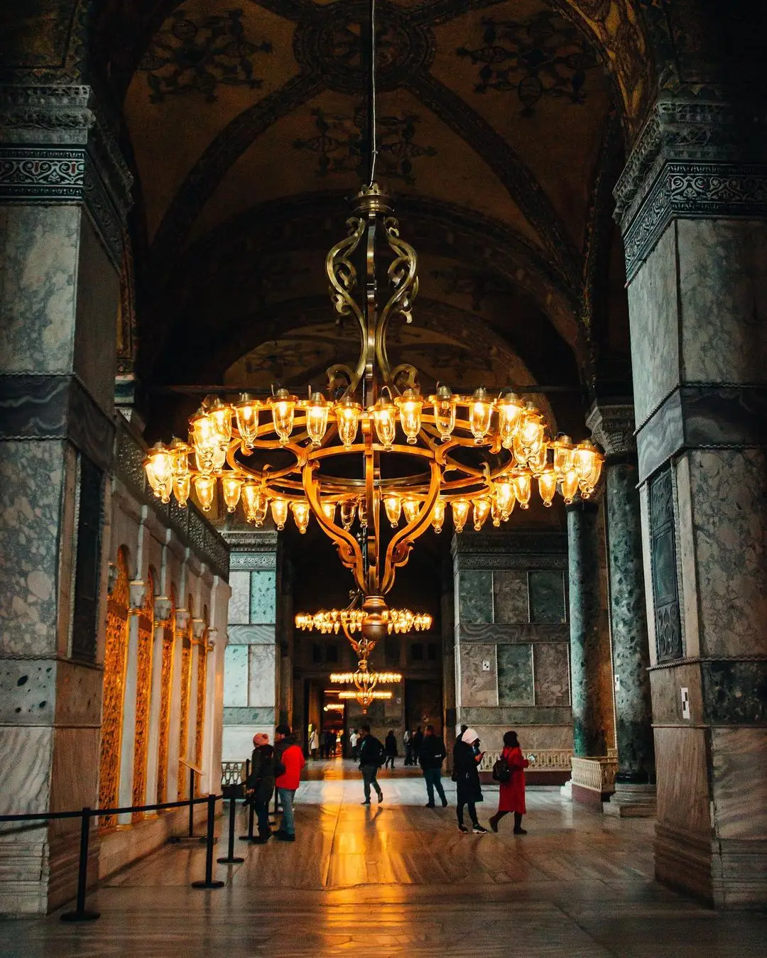 Golden Chandeliers of Hagia Sophia