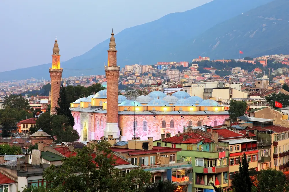 Panoramic View of the Historic Grand Mosque (Ulu Camii) in Bursa