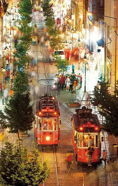Iconic Red Trams of Istiklal Street