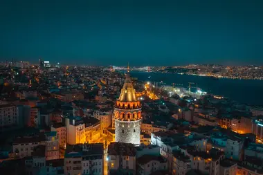 Panoramic Night View of Istanbul