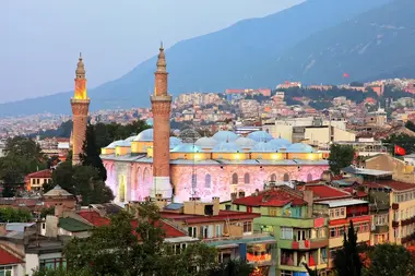 Panoramic View of the Historic Grand Mosque (Ulu Camii) in Bursa