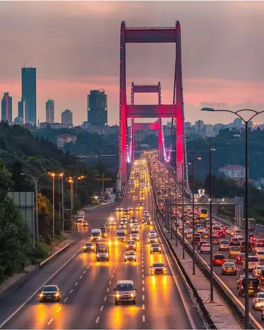 Sunset Traffic on the Bosphorus Bridge