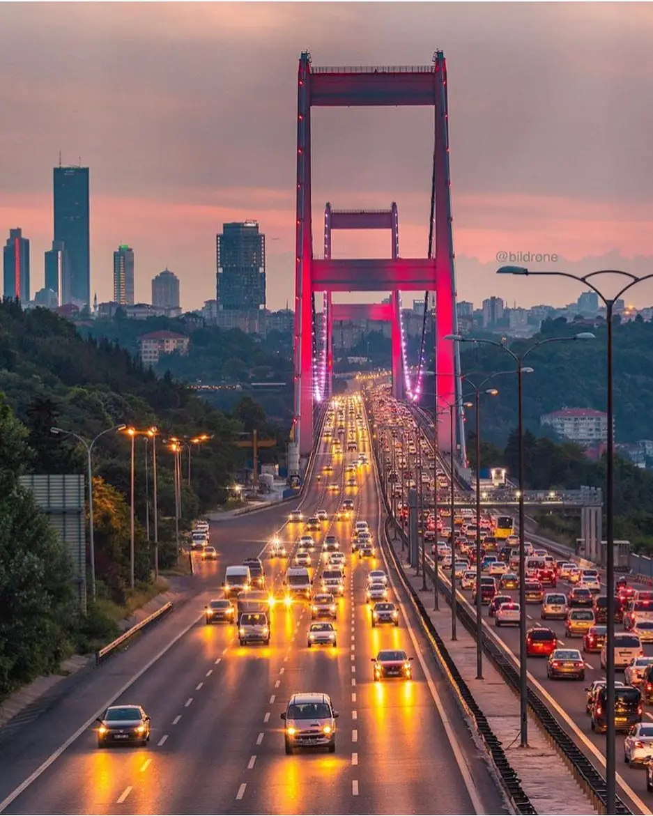 Sunset Traffic on the Bosphorus Bridge