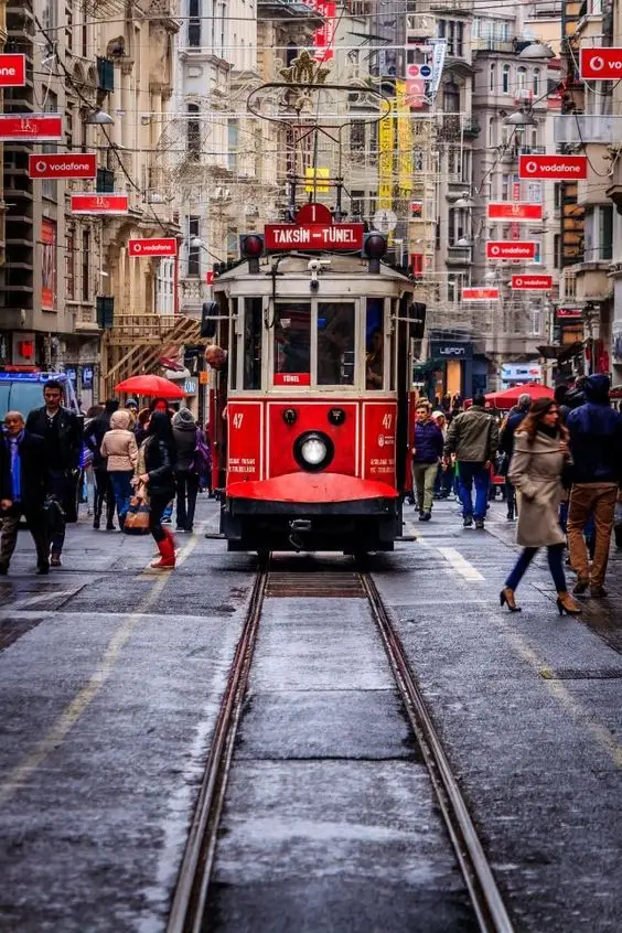 The Historic Red Tram on Istiklal Street