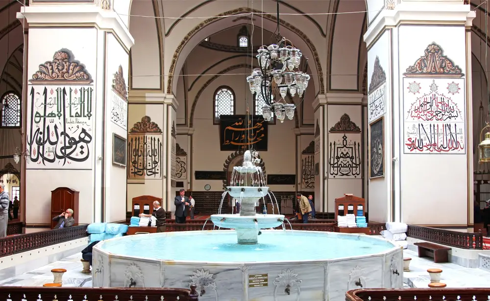 The Serene Fountain and Calligraphy of Bursa's Grand Mosque (Ulu Camii)