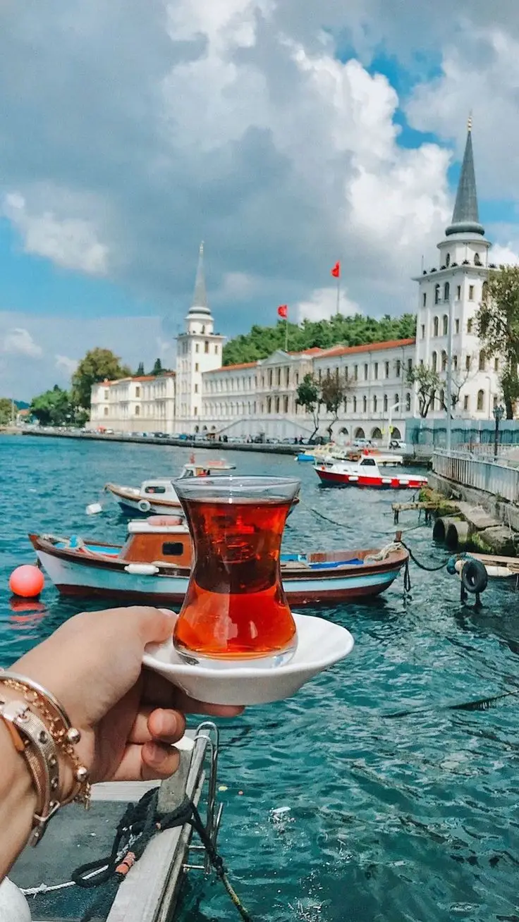 Traditional Turkish Tea by the Bosphorus