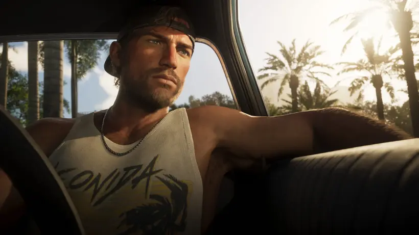 Jason Duval behind the wheel in Leonida, from Rockstar's official character screenshots